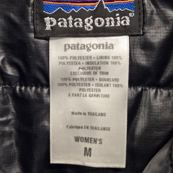 Patagonia Micro Puff Vest Womens Medium Full Zip Black Quilt Line Insulated‎ - Picture 2 of 8
